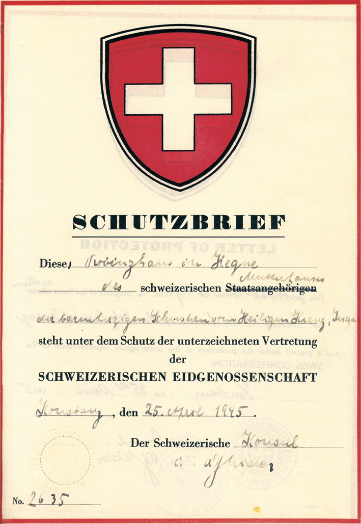 Der Schutzbrief bewahrte das Kloster Hegne nach dem Ende des Zweiten Weltkrieges vor der Besetzung durch französische Truppen.
